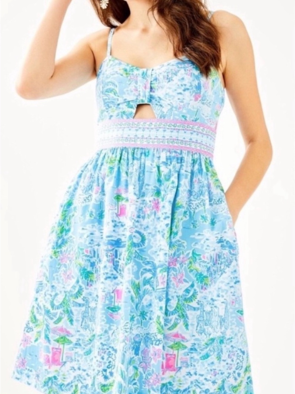 Lilly Pulitzer 🌴 Katlynn Dress “What A Lovely Place” Spaghetti Strap Size 8 - Picture 15 of 15